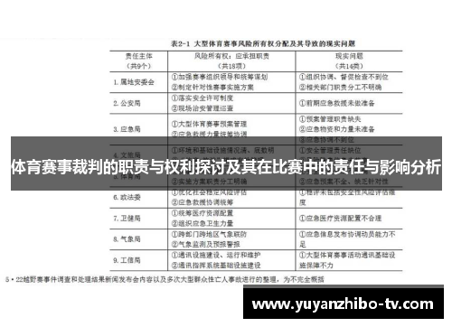 体育赛事裁判的职责与权利探讨及其在比赛中的责任与影响分析